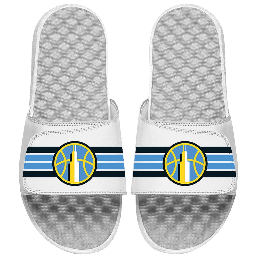 Unisex ISlide White Chicago Sky Varsity Stripes Slide Sandals