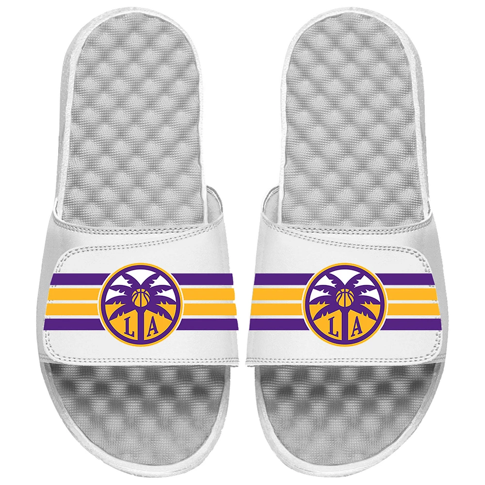 Unisex ISlide White Los Angeles Sparks Varsity Stripes Slide Sandals