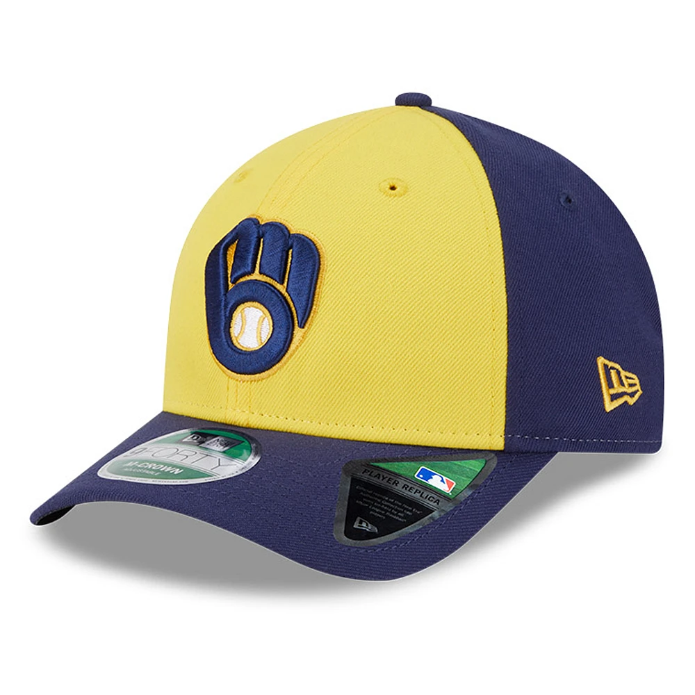 Men's New Era Gold/Navy Milwaukee Brewers Player Replica 9FORTY Adjustable Hat