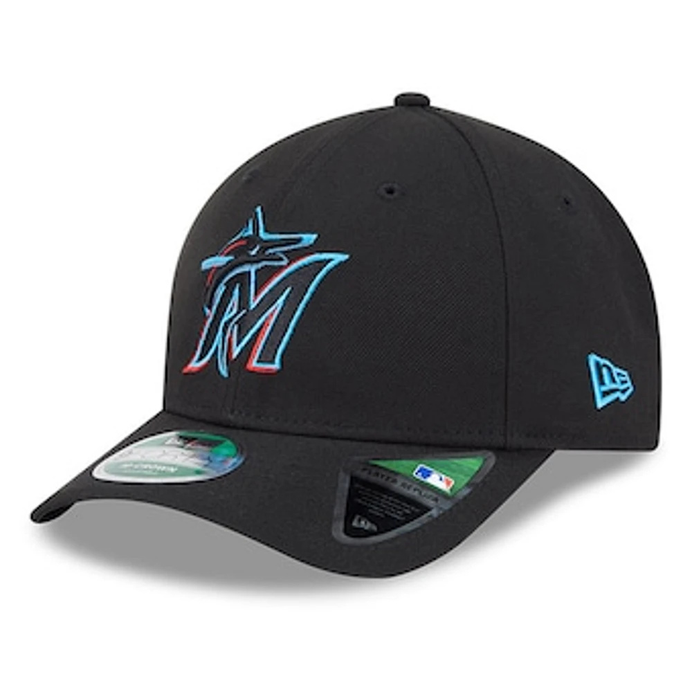 Men's New Era Black Miami Marlins Player Replica 9FORTY Adjustable Hat