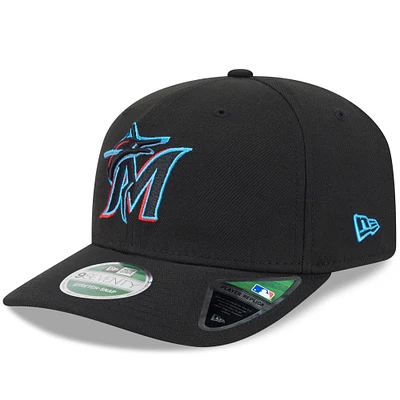 Men's New Era Black Miami Marlins Player Replica 9SEVENTY Adjustable Hat