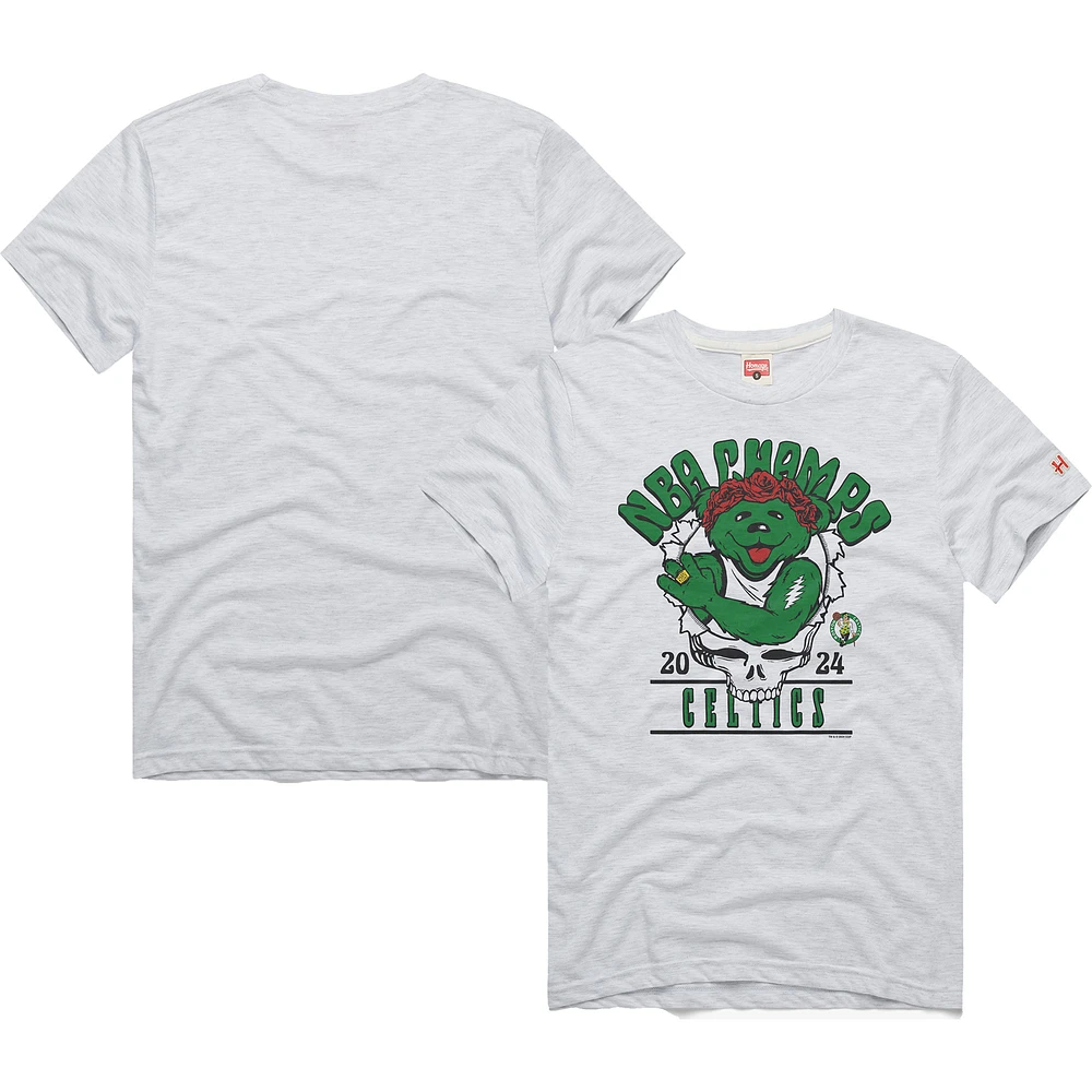 Unisex Homage Ash Boston Celtics 2024 NBA Finals Champions Grateful Dead Tri-Blend T-Shirt