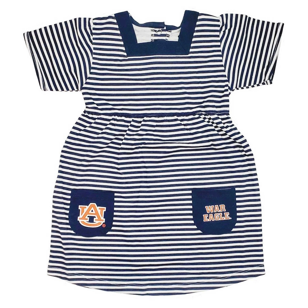 Toddler Little King Navy Auburn Tigers Striped Dress with Pockets