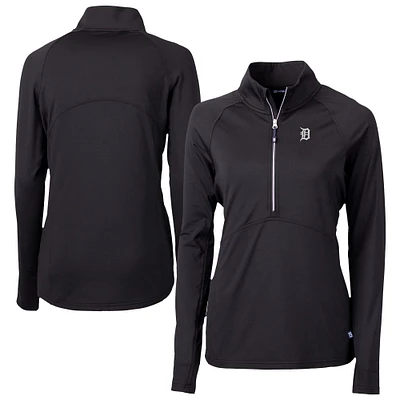 Women's Cutter & Buck Black Detroit Tigers Adapt Eco Knit Stretch Recycled Half-Zip DryTec Top