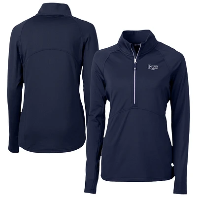 Women's Cutter & Buck Navy Tampa Bay Rays Adapt Eco Knit Stretch Recycled Half-Zip DryTec Top