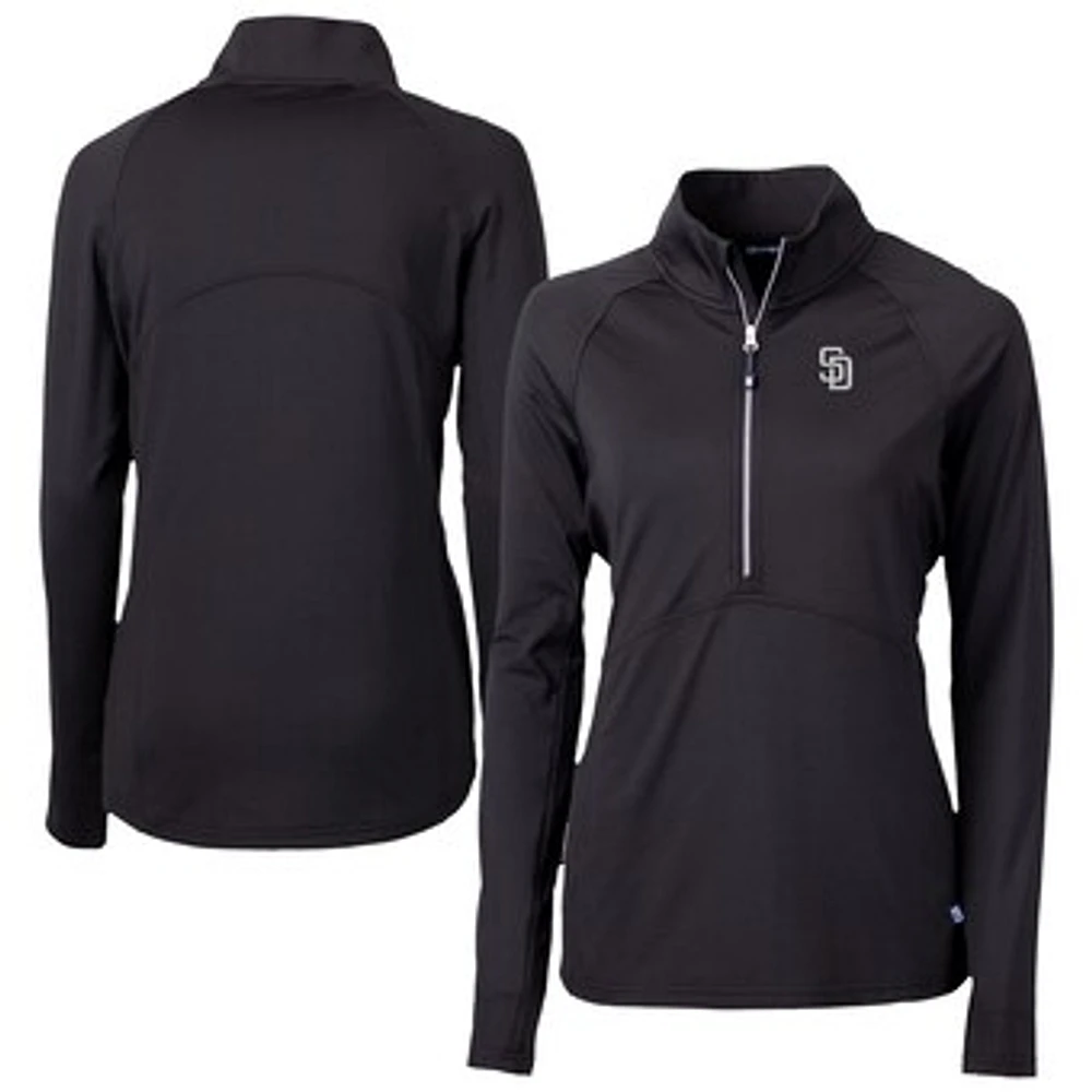Women's Cutter & Buck San Diego Padres Adapt Eco Knit Stretch Recycled Half-Zip DryTec Top
