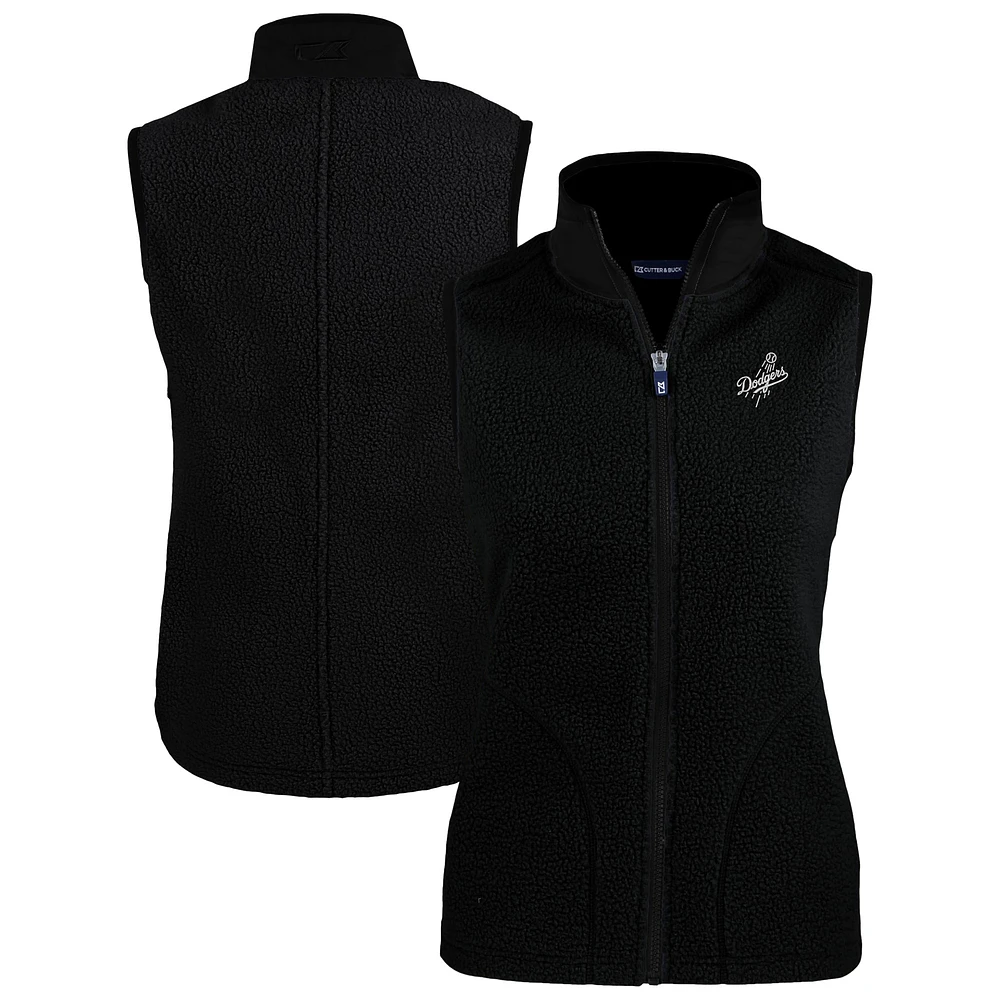 Women's Cutter & Buck Black Los Angeles Dodgers Cascade Eco Sherpa Fleece Vest