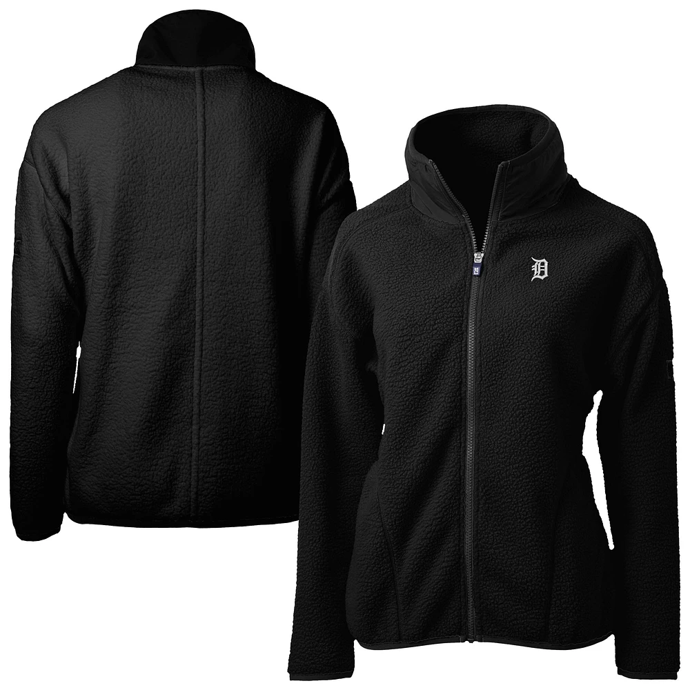 Women's Cutter & Buck Black Detroit Tigers Cascade Eco Sherpa Fleece Full-Zip Jacket
