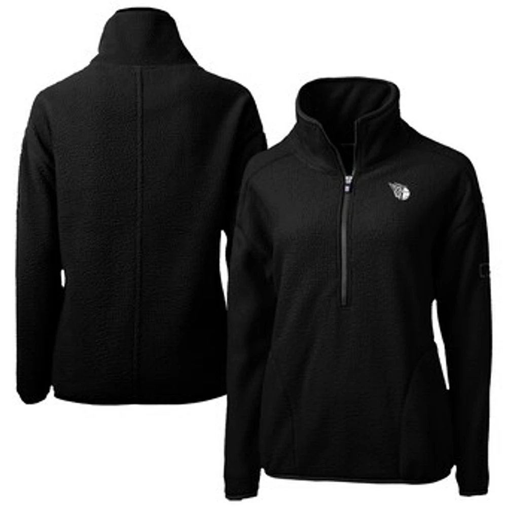 Women's Cutter & Buck Black Cleveland Guardians Cascade Eco Sherpa Fleece Half-Zip Jacket