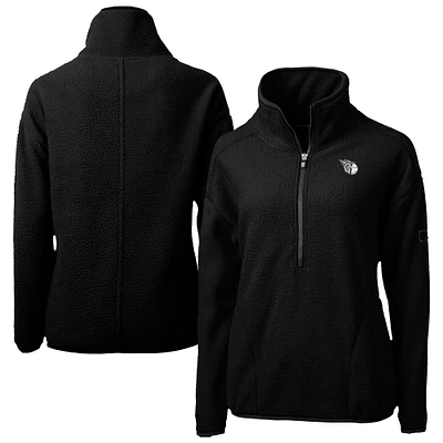 Women's Cutter & Buck Black Cleveland Guardians Cascade Eco Sherpa Fleece Half-Zip Jacket