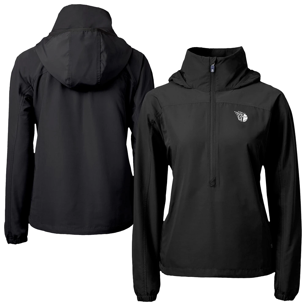 Women's Cutter & Buck Black Cleveland Guardians Charter Eco Recycled Half-Zip Anorak Jacket