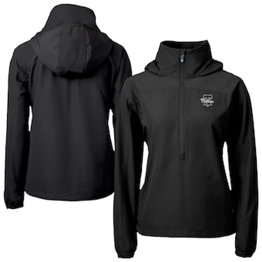 Women's Cutter & Buck Black Philadelphia Phillies Charter Eco Recycled Half-Zip Anorak Jacket