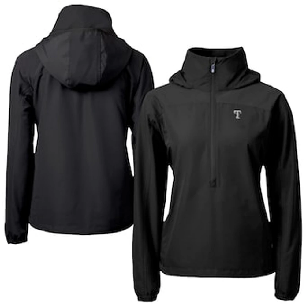 Women's Cutter & Buck Black Texas Rangers Charter Eco Recycled Half-Zip Anorak Jacket