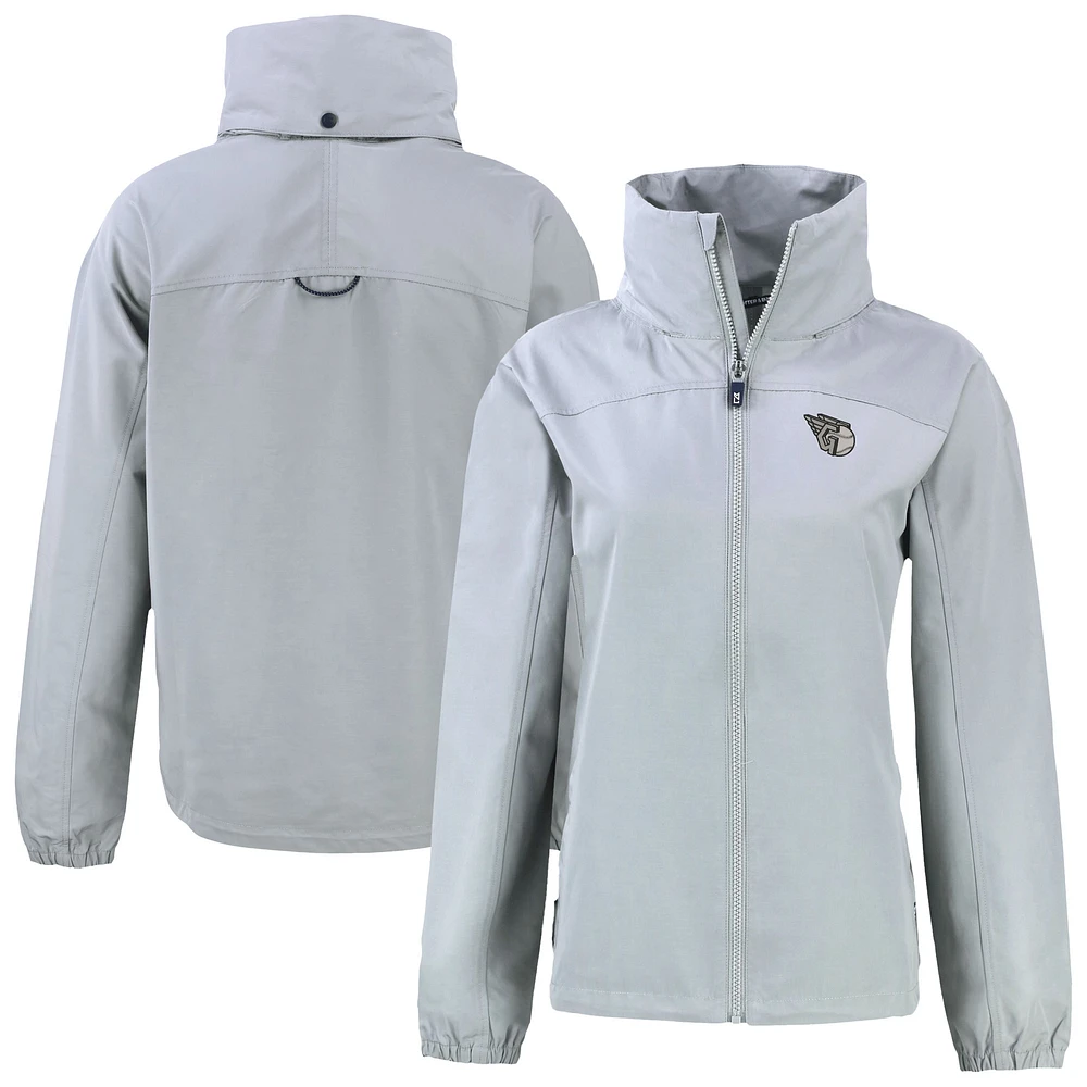 Women's Cutter & Buck Gray Cleveland Guardians Charter Eco Recycled Full-Zip Jacket