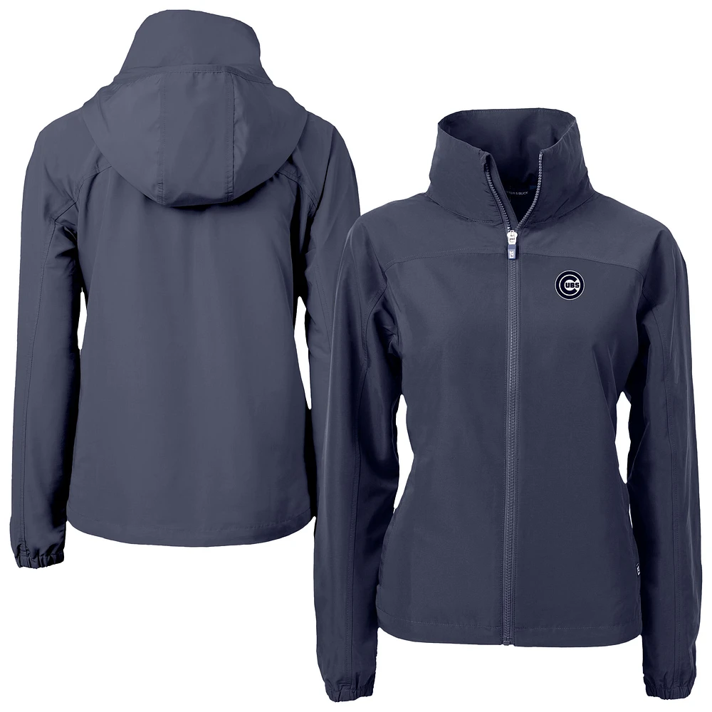 Women's Cutter & Buck Navy Chicago Cubs Charter Eco Recycled Full-Zip Jacket