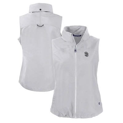 Women's Cutter & Buck Gray San Diego Padres Charter Eco Recycled Full-Zip Vest