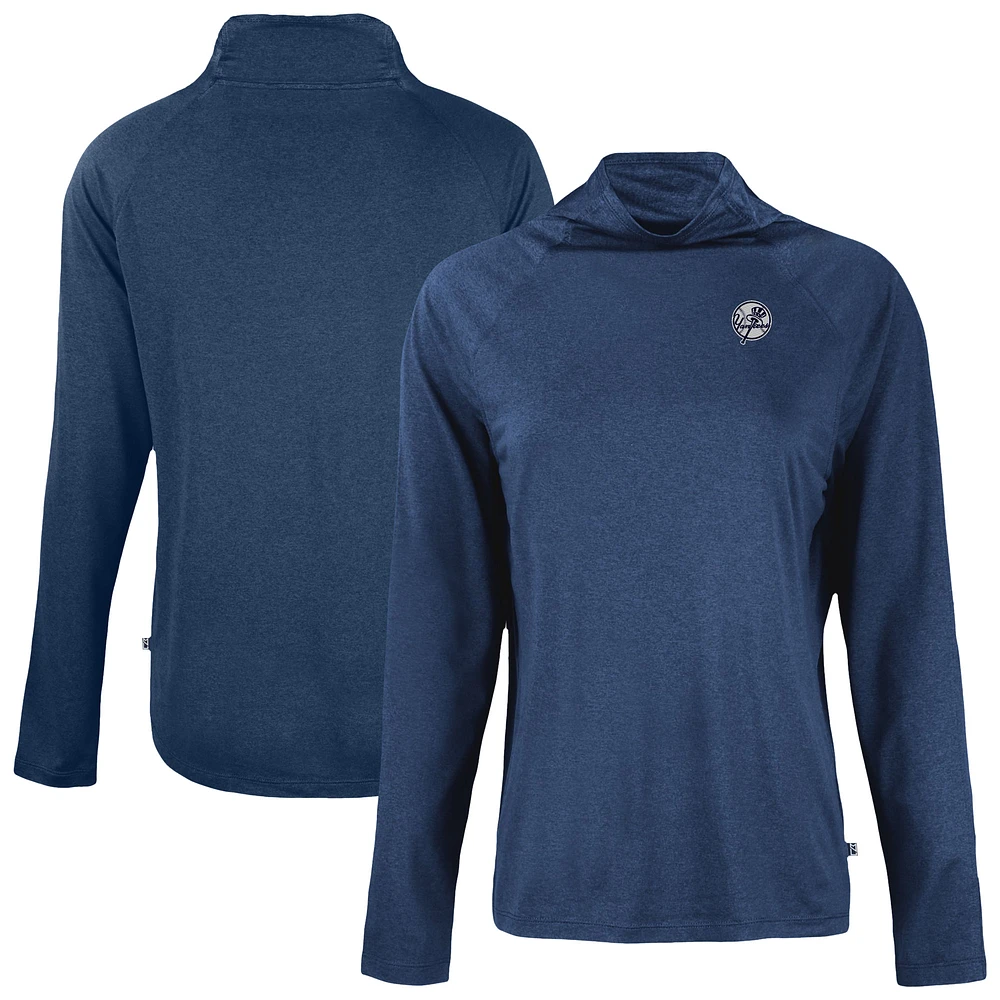 Women's Cutter & Buck Navy New York Yankees Coastline Epic Comfort Eco Recycled Funnel Neck Pullover Top