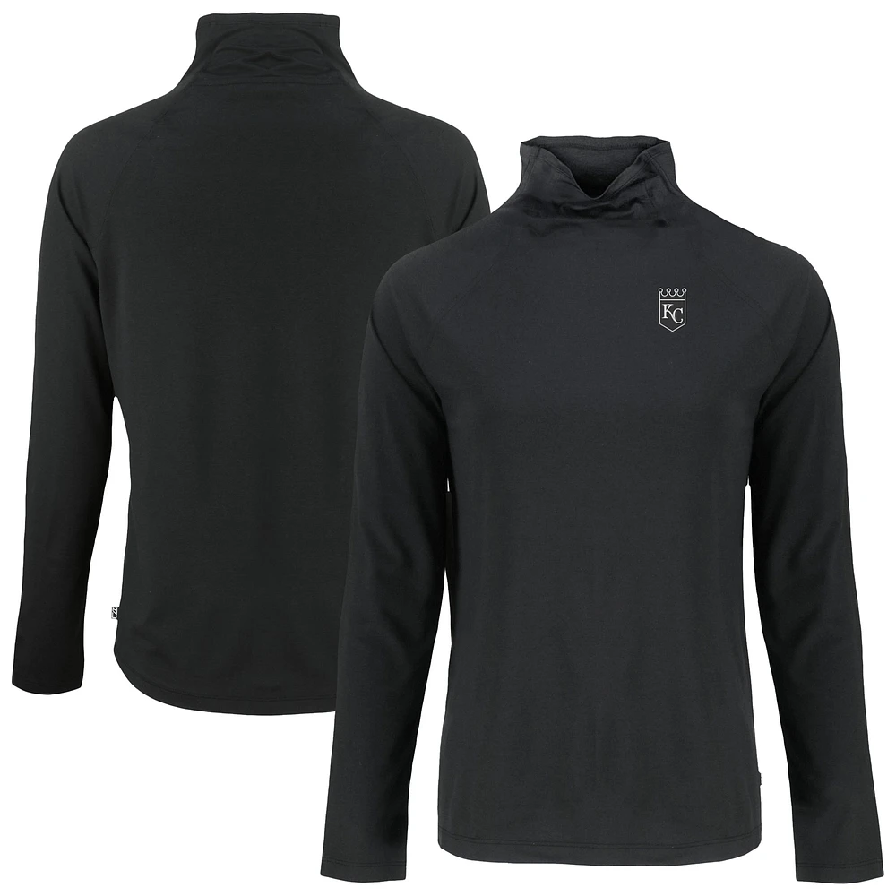 Women's Cutter & Buck Black Kansas City Royals Coastline Epic Comfort Eco Recycled Funnel Neck Pullover Top