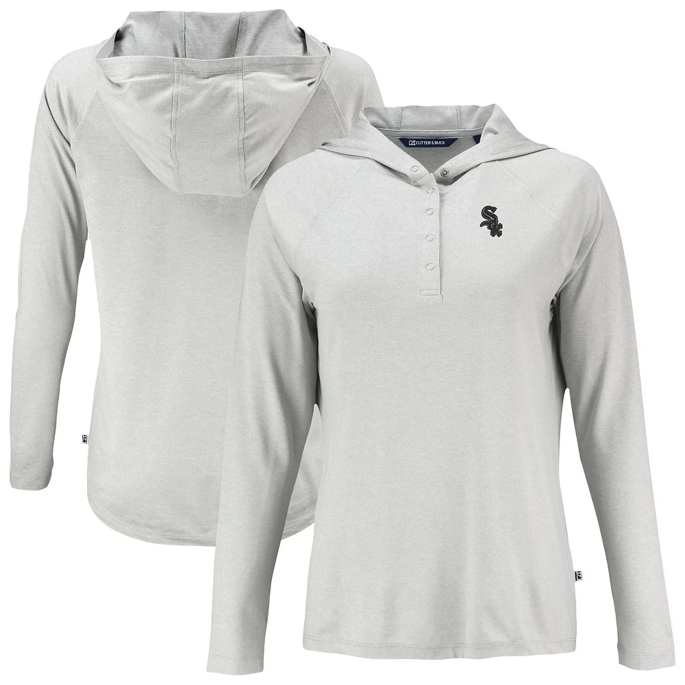 Women's Cutter & Buck Gray Chicago White Sox Coastline Epic Comfort Eco Recycled Raglan Long Sleeve Hoodie T-Shirt