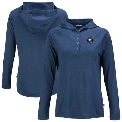 Women's Cutter & Buck Navy Houston Astros Coastline Epic Comfort Eco Recycled Raglan Long Sleeve Hoodie T-Shirt
