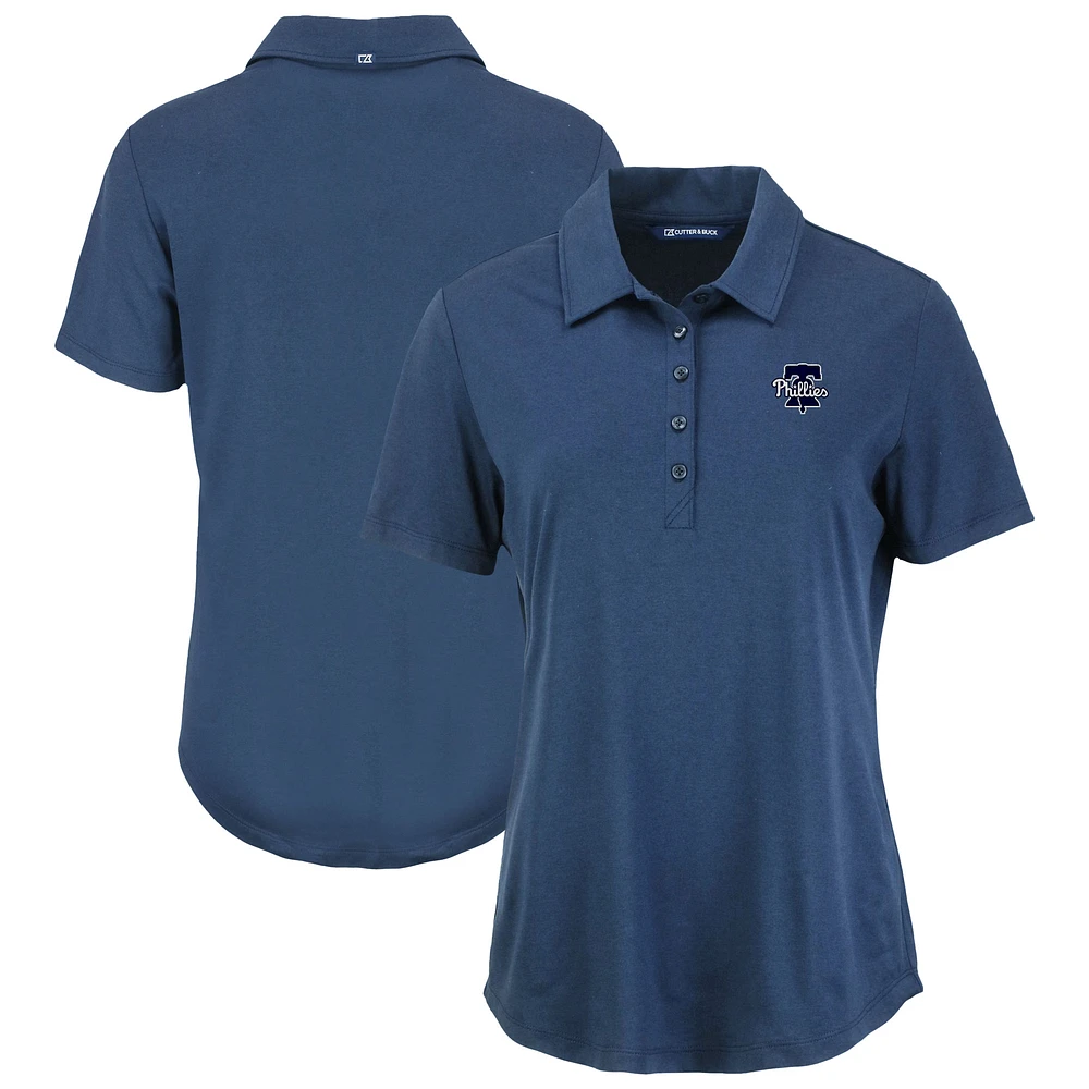 Women's Cutter & Buck Navy Philadelphia Phillies Coastline Epic Comfort Eco Recycled Polo