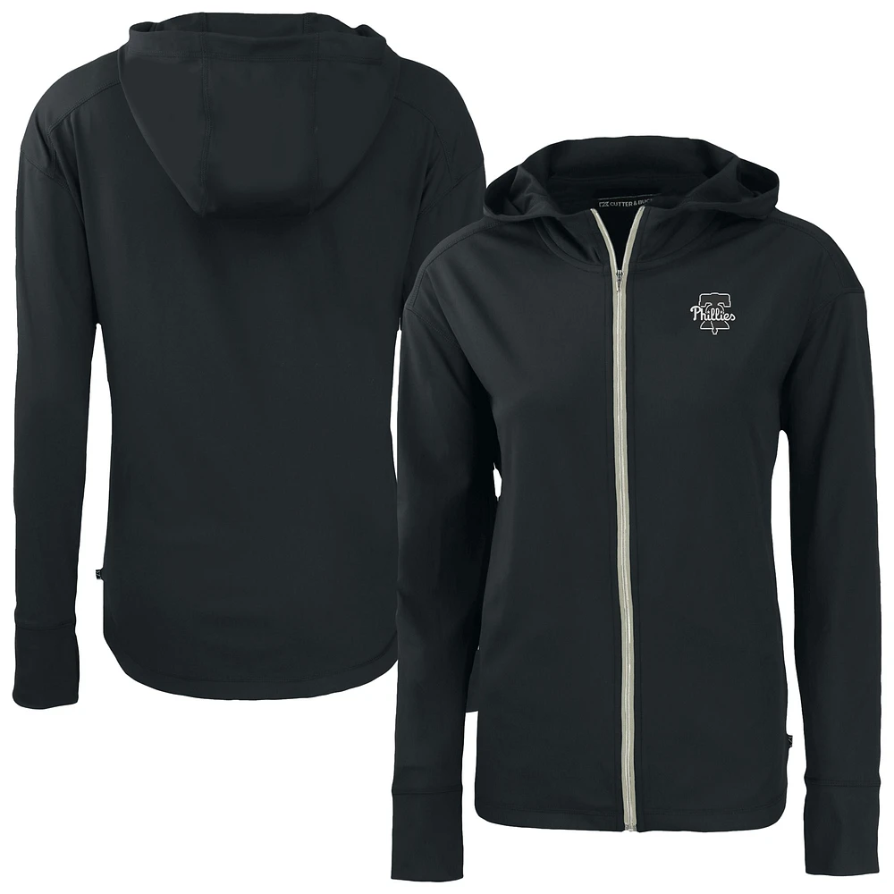 Women's Cutter & Buck Black Philadelphia Phillies Daybreak Eco Recycled Full-Zip Hoodie