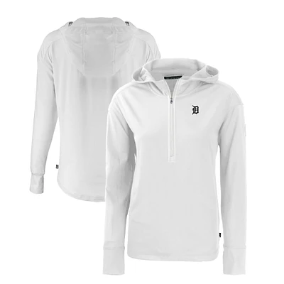 Women's Cutter & Buck White Detroit Tigers Daybreak Eco Recycled Half-Zip Hoodie