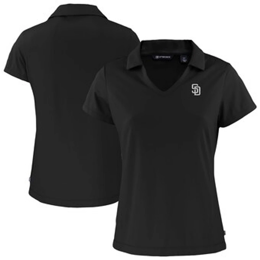 Women's Cutter & Buck Black San Diego Padres Daybreak Eco Recycled V-Neck Polo