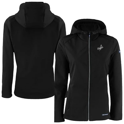 Women's Cutter & Buck Black Los Angeles Dodgers Evoke Eco Softshell Recycled Full-Zip Hoodie Jacket