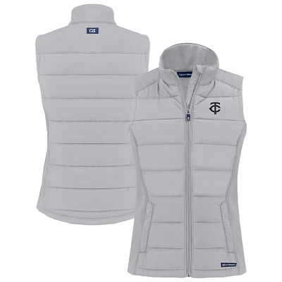 Women's Cutter & Buck Gray Minnesota Twins Evoke Hybrid Eco Softshell Recycled Full-Zip Vest