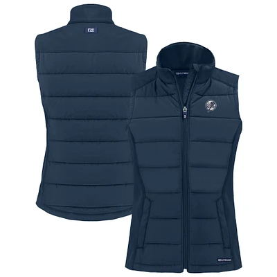 Women's Cutter & Buck Navy New York Yankees Evoke Hybrid Eco Softshell Recycled Full-Zip Vest