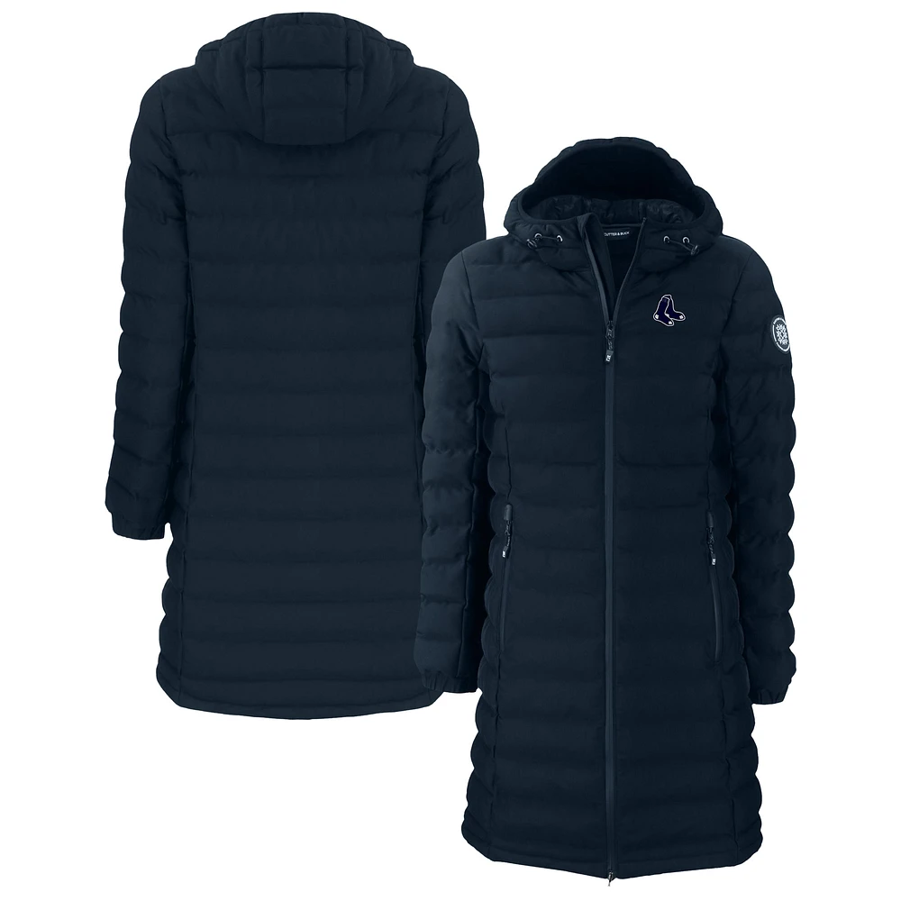 Women's Cutter & Buck Navy Boston Red Sox Mission Ridge Repreve Eco Insulated Long Puffer Jacket