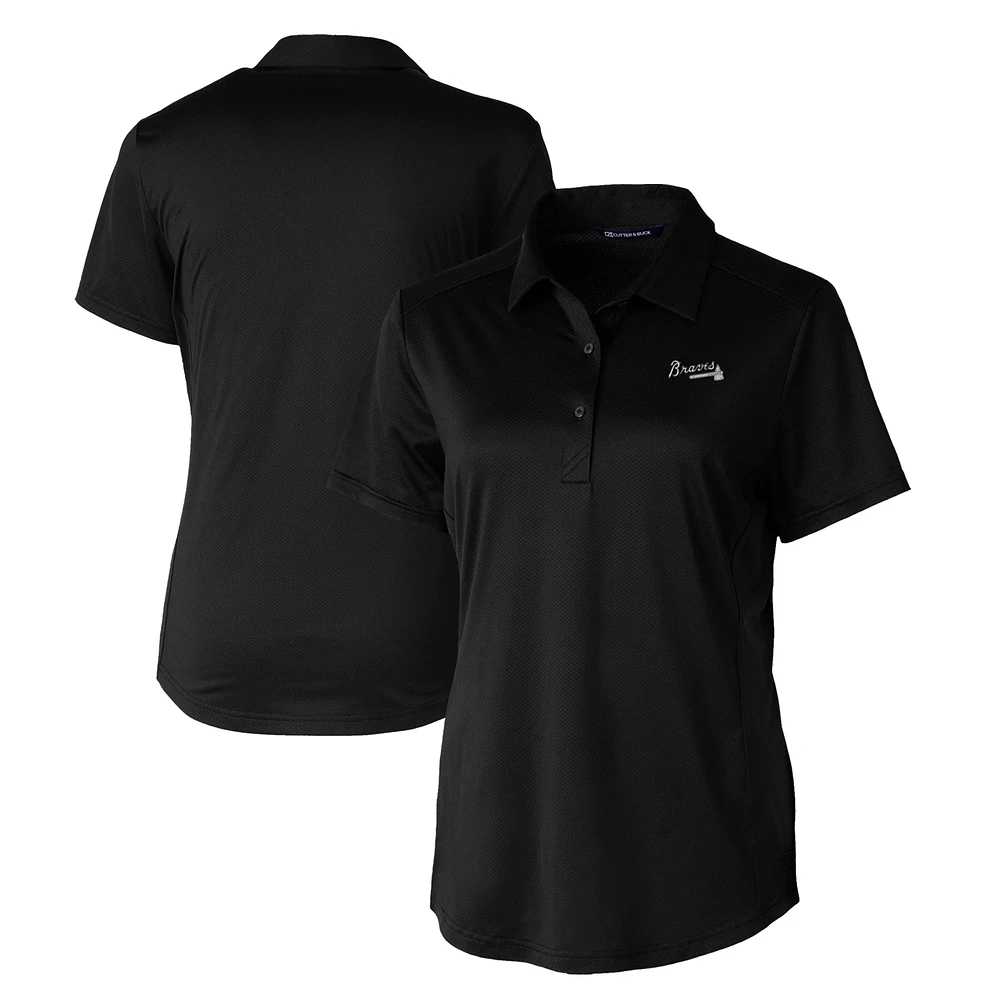 Women's Cutter & Buck Black Atlanta Braves Eco Textured Stretch Recycled Polo