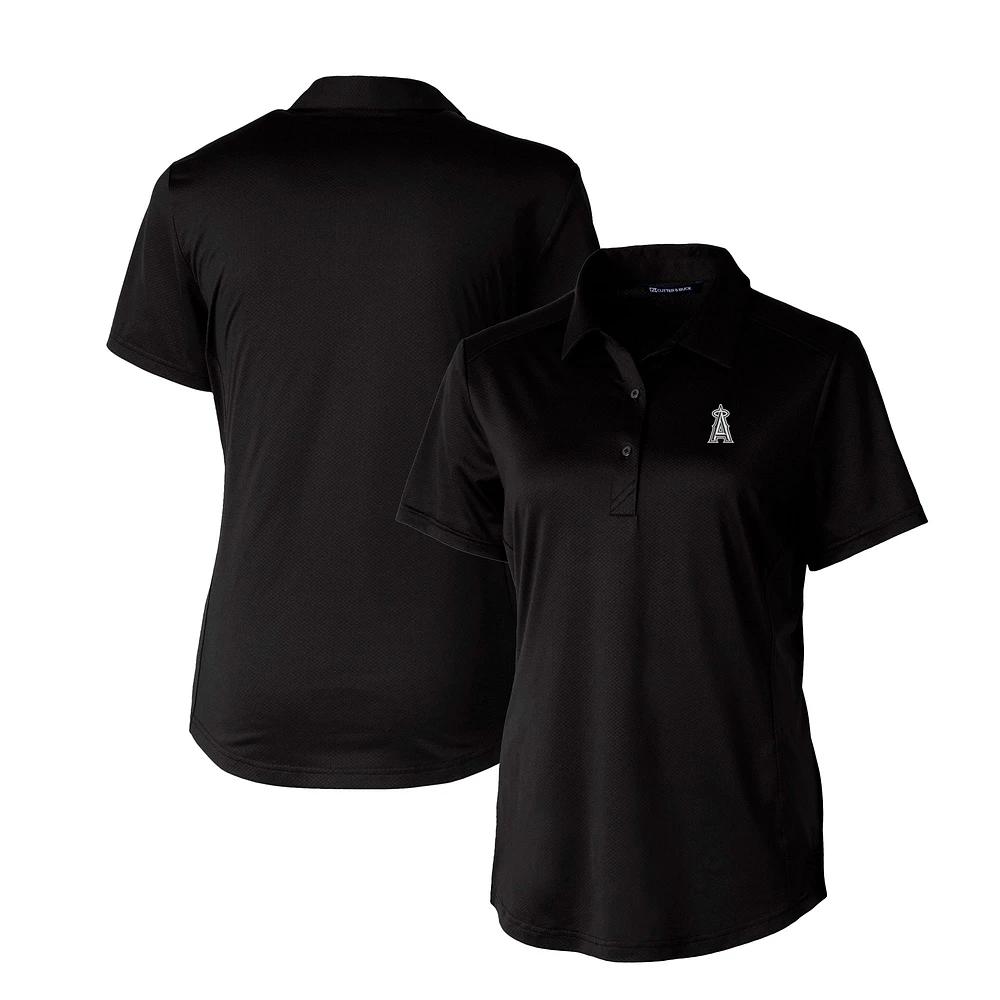 Women's Cutter & Buck Black Los Angeles Angels Eco Textured Stretch Recycled Polo