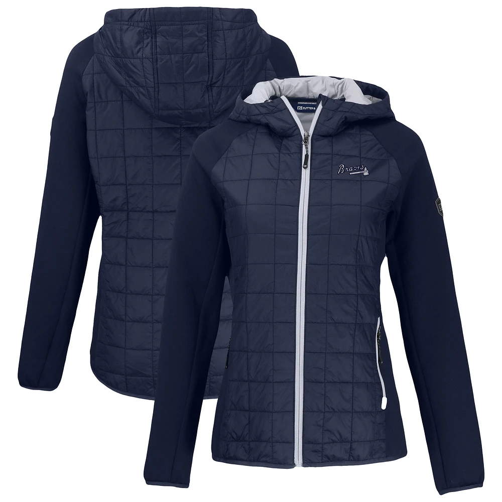 Women's Cutter & Buck Navy Atlanta Braves Rainier Primaloft Eco Full-Zip Hybrid Jacket