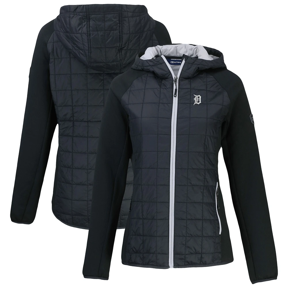 Women's Cutter & Buck Black Detroit Tigers Rainier Primaloft Eco Full-Zip Hybrid Jacket