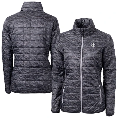 Women's Cutter & Buck Black Minnesota Twins Rainier PrimaLoft Eco Insulated Full-Zip Printed Puffer Jacket