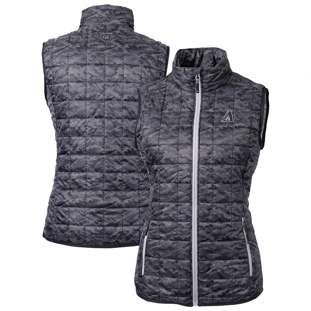 Women's Cutter & Buck Black Arizona Diamondbacks Rainier PrimaLoft Eco Insulated Printed Full-Zip Puffer Vest