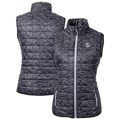 Women's Cutter & Buck Black New York Yankees Rainier PrimaLoft Eco Insulated Printed Full-Zip Puffer Vest