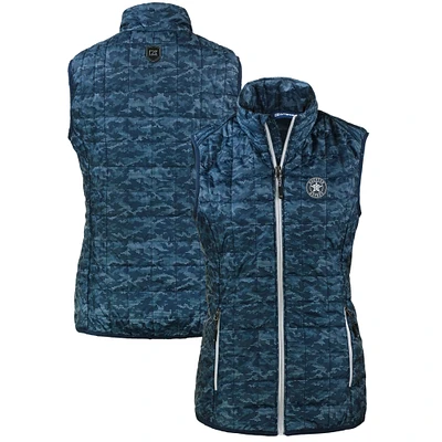 Women's Cutter & Buck Navy Houston Astros Rainier PrimaLoft Eco Insulated Printed Full-Zip Puffer Vest