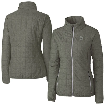 Women's Cutter & Buck Charcoal San Diego Padres Rainier PrimaLoft Eco Insulated Full-Zip Puffer Jacket