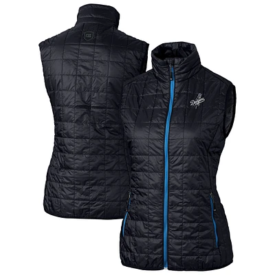 Women's Cutter & Buck Navy Los Angeles Dodgers Rainier PrimaLoft Eco Insulated Full-Zip Puffer Vest