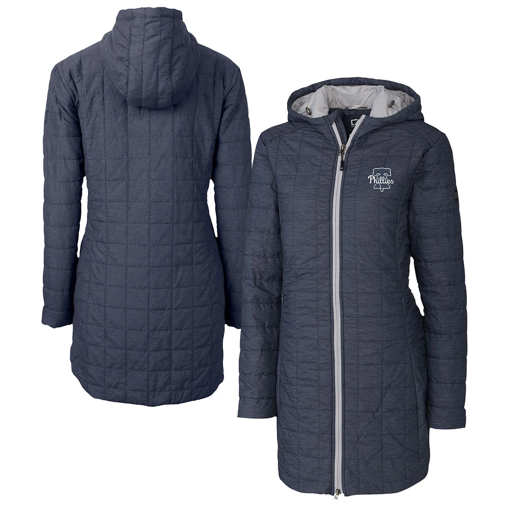 Women's Cutter & Buck Anthracite Philadelphia Phillies Rainier Primaloft Eco Insulated Hooded Long Coat