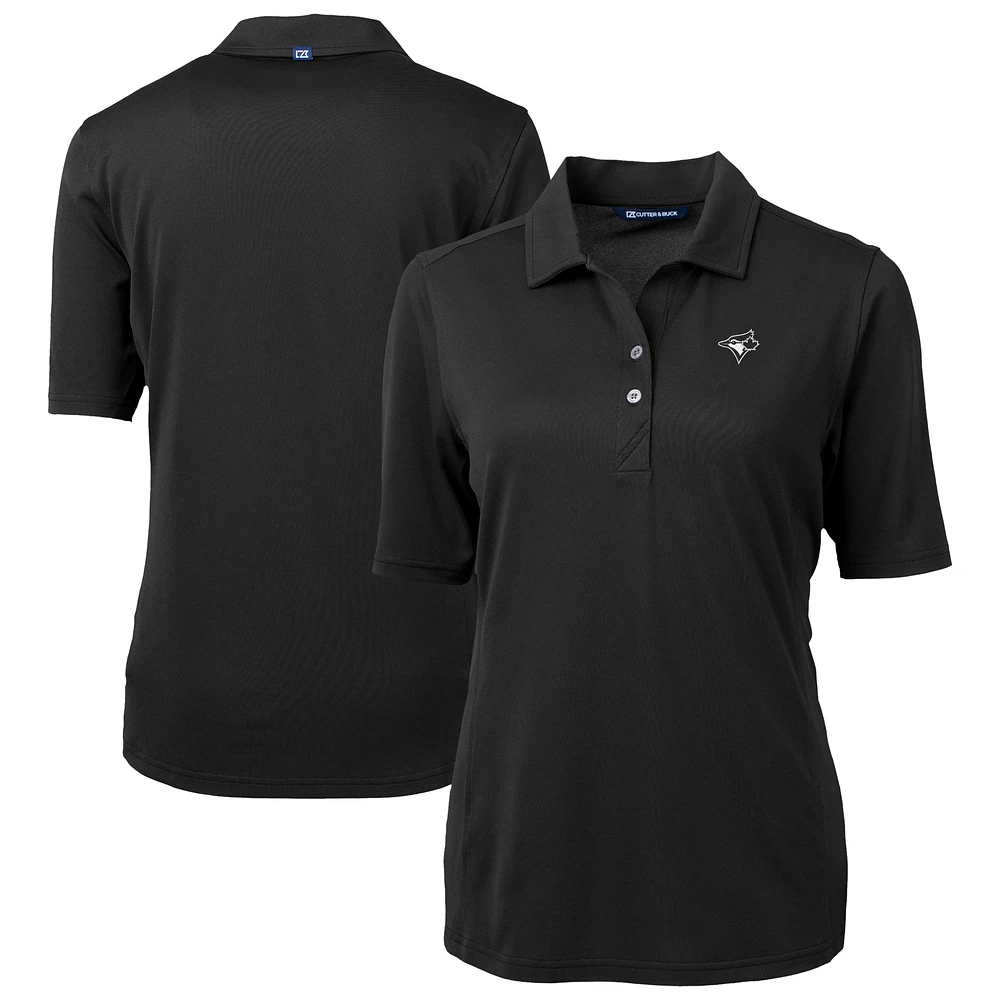 Women's Cutter & Buck Black Toronto Blue Jays Virtue Eco Pique Recycled Polo