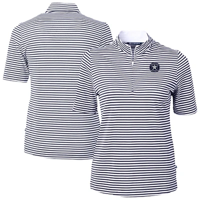 Women's Cutter & Buck Navy Houston Astros Virtue Eco Pique Stripe Recycled Polo