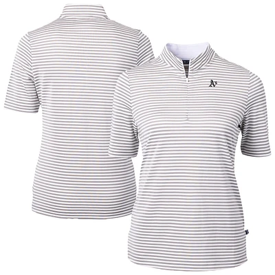 Women's Cutter & Buck Gray Athletics Virtue Eco Pique Stripe Recycled Polo