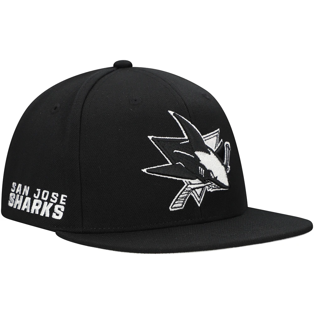 Men's Mitchell & Ness Black San Jose Sharks Team Snapback Hat
