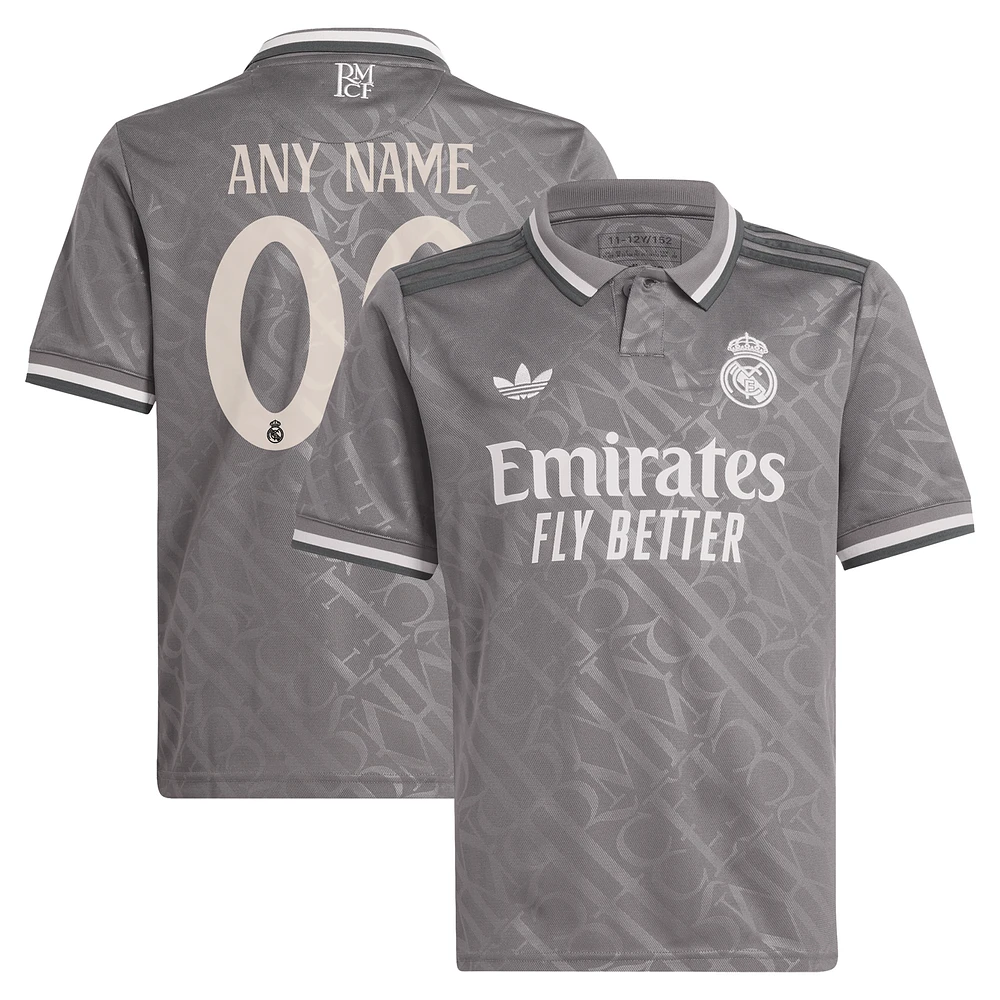 Youth adidas Originals Charcoal Real Madrid 2024/25 Third Replica Custom Jersey
