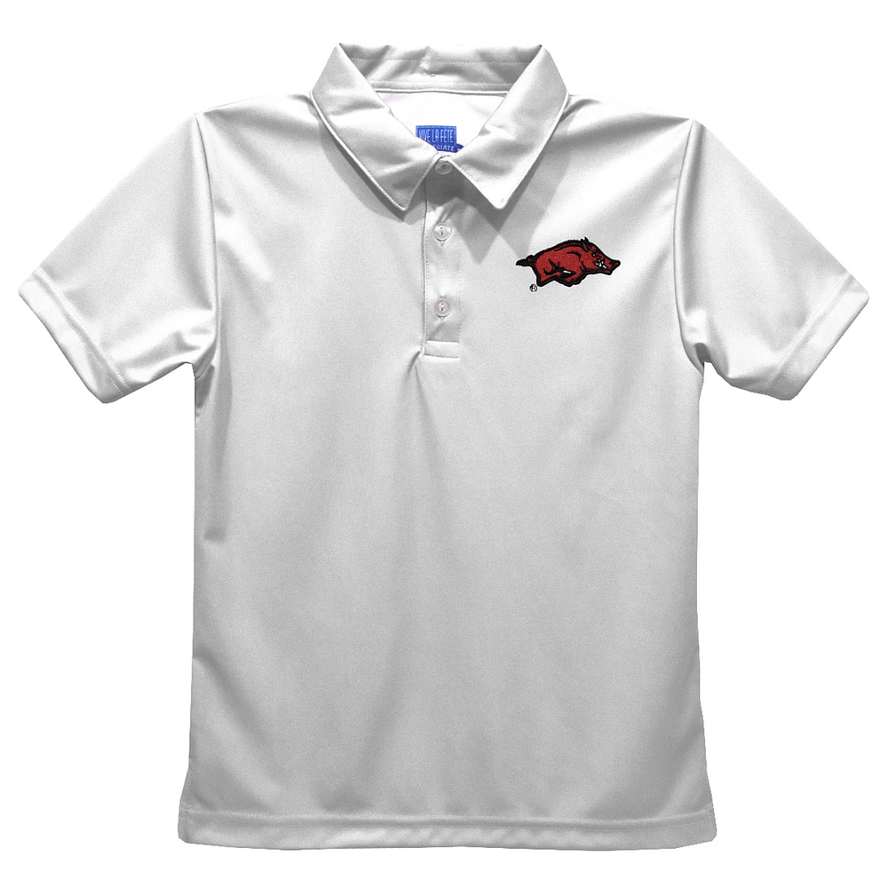Youth Vive La Fete White Arkansas Razorbacks Solid Polo