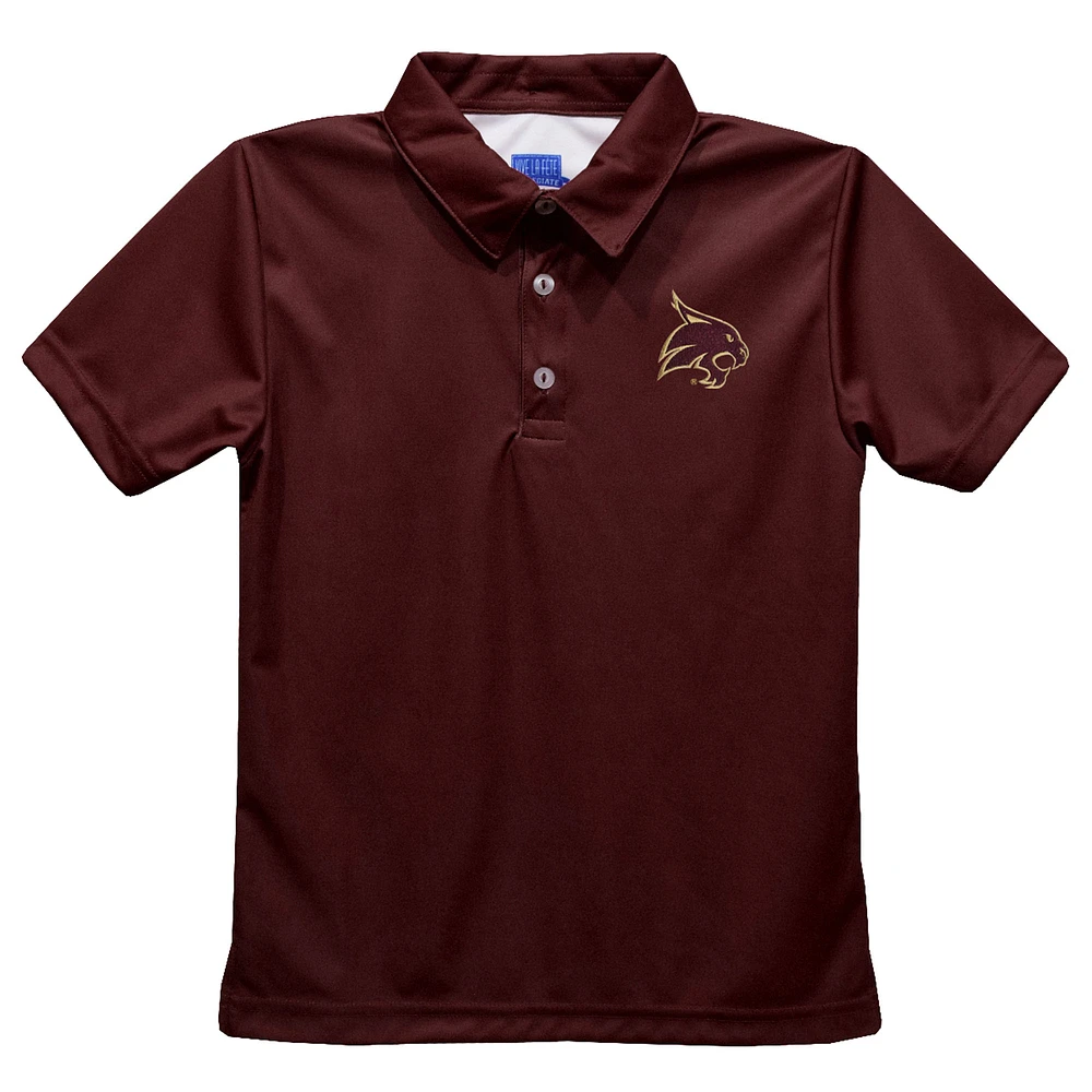 Youth Vive La Fete Maroon Texas State Bobcats Solid Polo